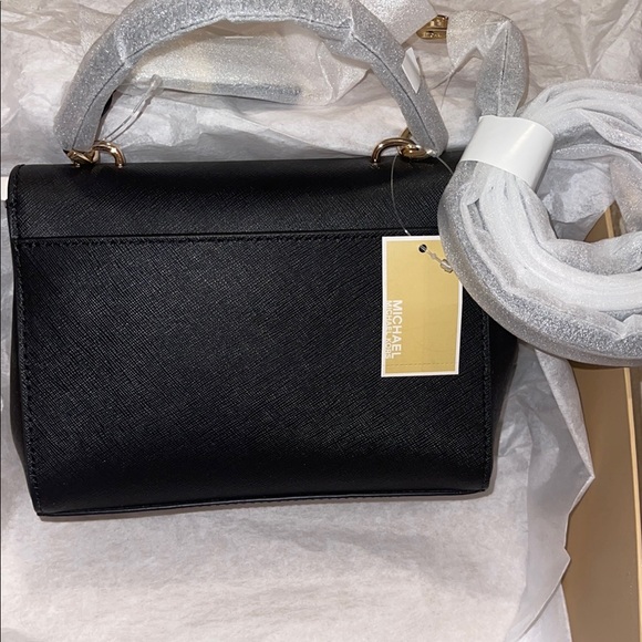 Michael Kors Black Crossbody Bag with Gold Hardware and Flap Closure - Picture 2 of 3